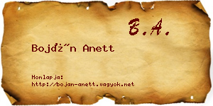 Boján Anett névjegykártya